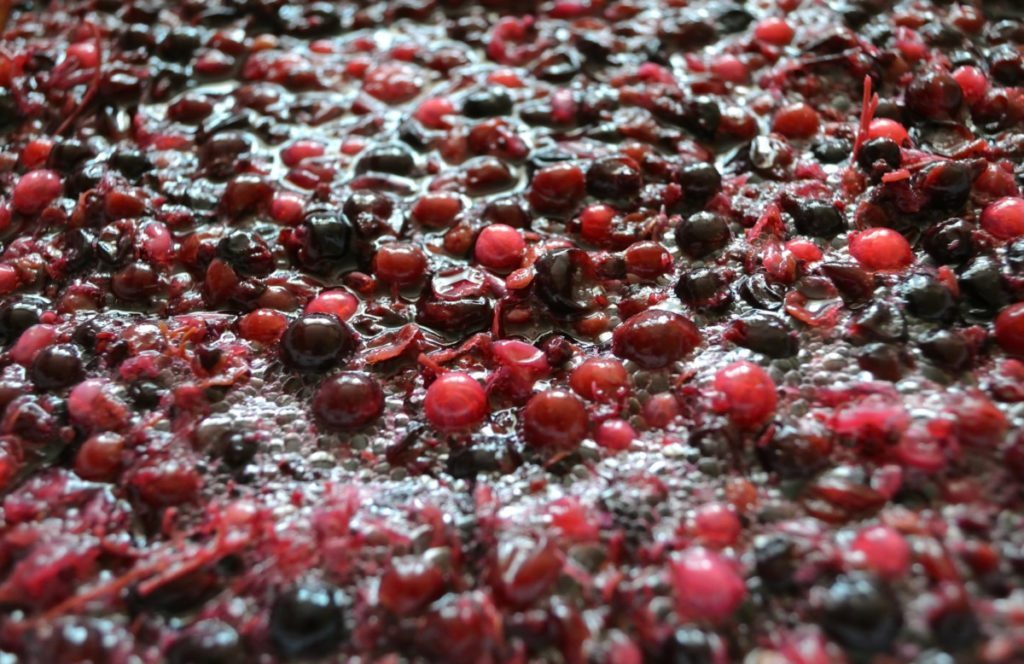 The process of fermentation the pulp from berries for cooking wine