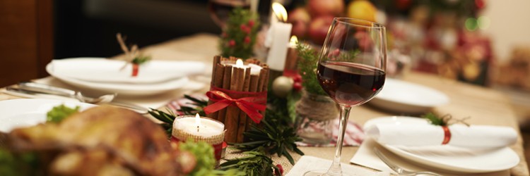 Wine glasses on table setting